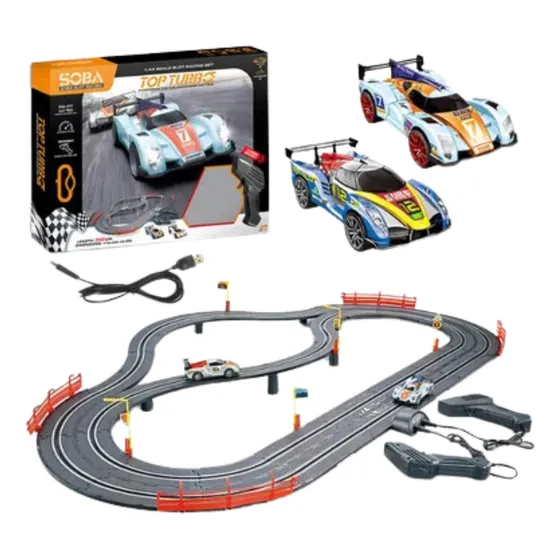 Pista Con 2 Autos Bridge Race Con Luces Carga Usb