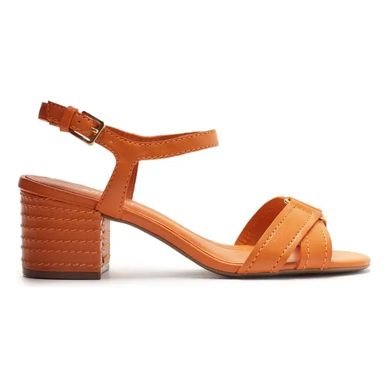 Sandalia Feminina Laranja Salto Medio Arezzo Moda