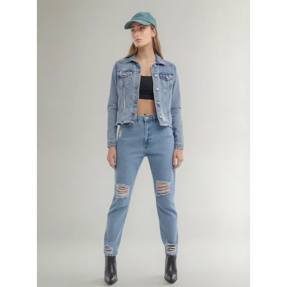Jean Mujer Seven Mom Azul Algodón 28160757-51