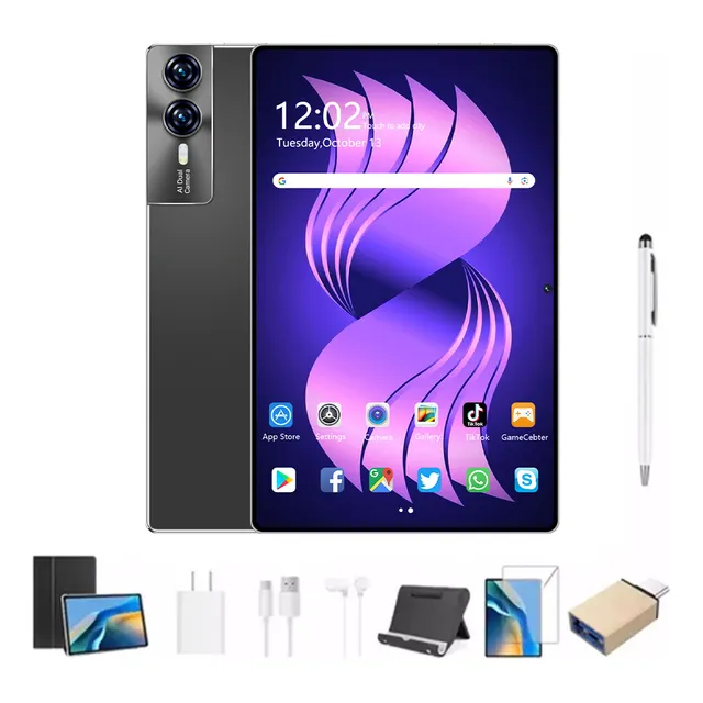 Tablet S12 HANCDON Android 13 10core 512gb Rom+12gb Ram Color Negro Bluetooth 5.3 tabletas android usb tipo-c Compatible con tarjetas 2sim