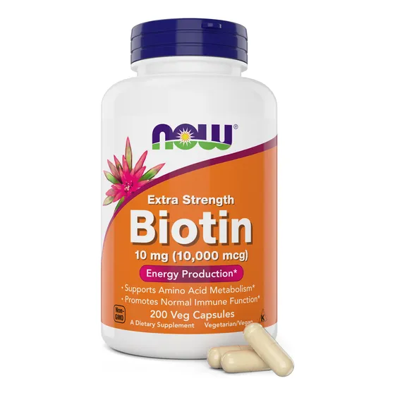 Suplement Now Foods Extra Strength Biotina 10 Mg 200 Cápsula