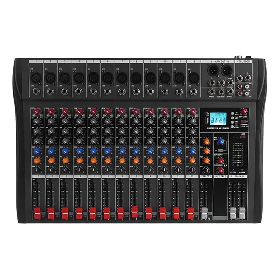 Mesa 12 Canais De Som Mp3 Bluetooth Usb Le712 Digital Consol