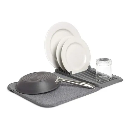 Escurridor De Trastes Mini Con Tapete Microfibra Absorbente 33 X 50.8 Cm Bandeja Portaplatos Extraible Limpieza Fácil