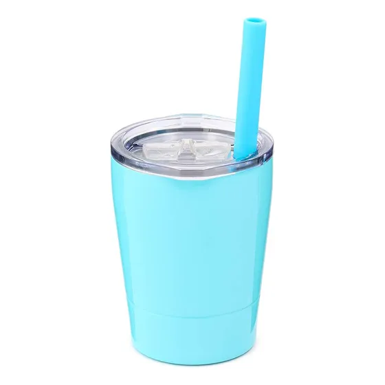Vaso Acero Inoxidable Para Niño Tapa Popote Silicona 8.5 1