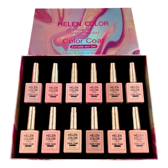 Coleção Helen Color 12 Esmaltes Em Gel Cor Nude Total