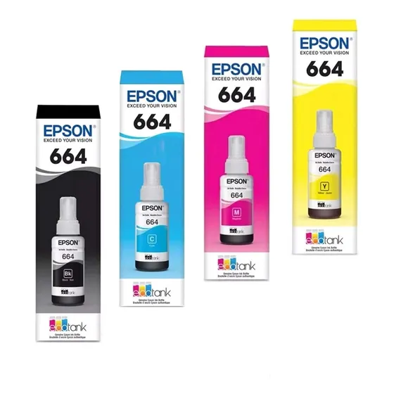 Pack 4 Tintas Epson 664 Negro Cyan Amarillo Magenta