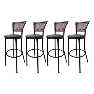 Banquetas Altas Preta Assento Marrom Encosto Cafe Danshop Banquetas Altas Preta Assento Marrom Encosto Cafe Danshop