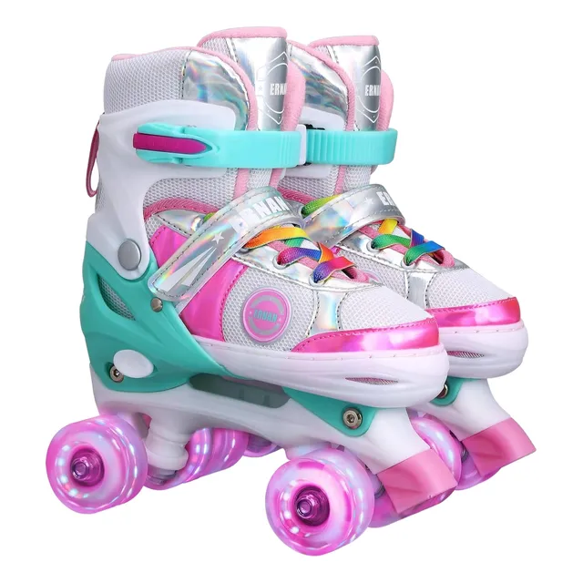 Patines 4 Ruedas Niños Y Niñas Luces Led Ruedas Ajustable 