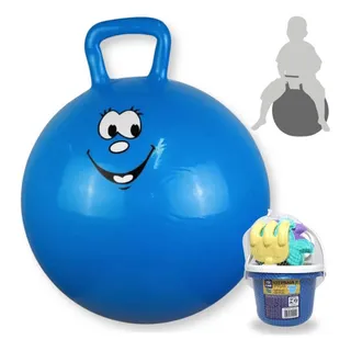 Bola Pula Pula Azul 60 Cm Alça + Baldinho De Praia Colorido Bola Pula Pula Azul 60 Cm Alça + Baldinho De Praia Colorido