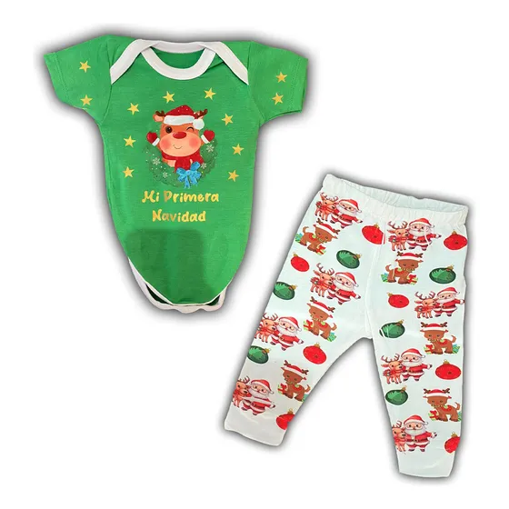 Body Conjunto Verde Bebé Navidad Duende Personalizado