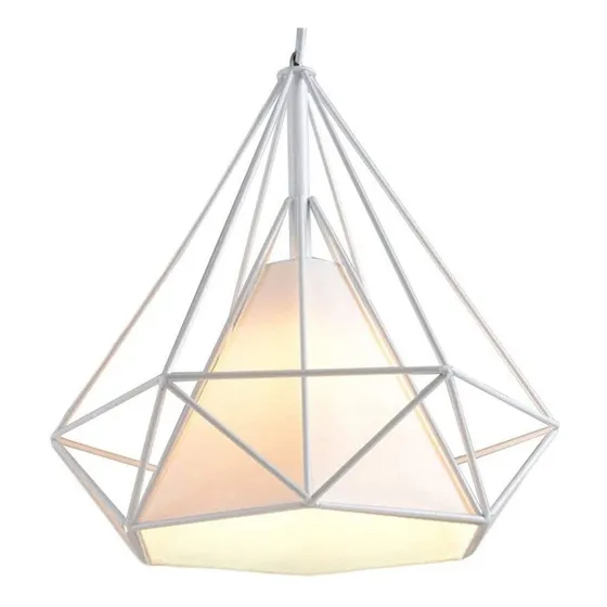 Lampara Colgante Estilo Jaula. Blanca, Iluminación, Luz.