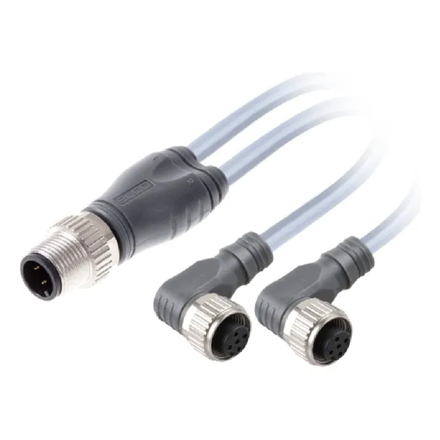 Conector En Y, Macho M12 4 Pin, Con 2 Hembra M12 4 Pin, Elco