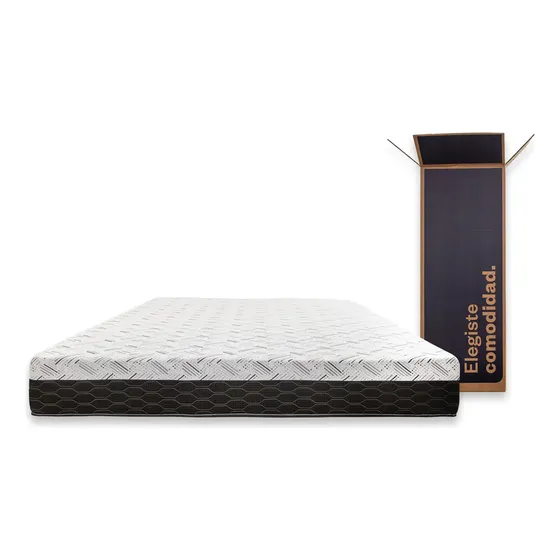 Colchón En Caja Sueño Dorado Box Plus 2 Plazas 140x190cm Esp Color Negro/Blanco