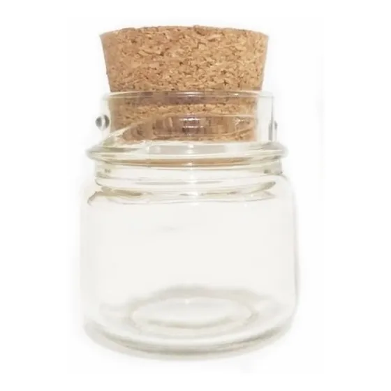 Potinho De Vidro Redondo 40ml Tampa De Cortiça - 10 Unidade Cor Incolor