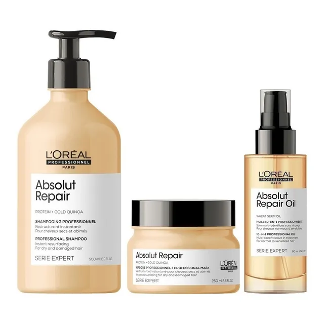 Shampoo 500ml + Mascarilla + Sérum Loreal Absolut Repair