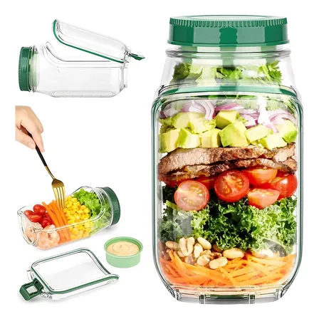 Frasco De Salada Com Abertura Lateral Para Lancheira Verde