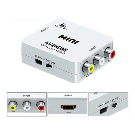 Adaptador Conversor Av Rca A Hdmi + Cables