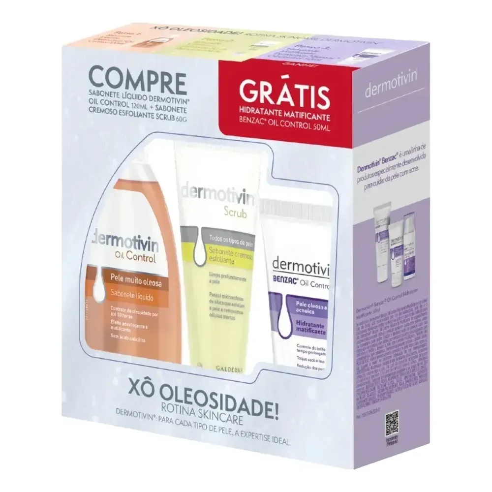 Kit Dermotivin Xô Oleosidade | Sabonete Original Líquido 120ml + Esfoliante 60g...