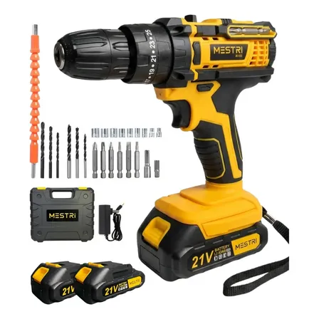 Parafusadeira Furadeira Impacto Sem Fio 21v 2 Bateria 2.000mah Bivolt Kit Chave Completo Com Maleta Brocas Chaves Mestri M-150