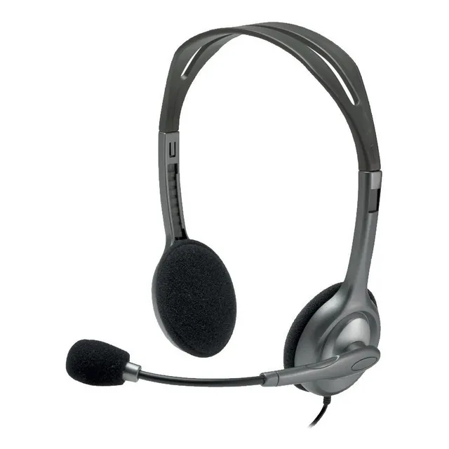 Auriculares Logitech Com Microfono Oficina H111 981-000612 Ajustable Gris