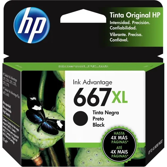 Cartucho De Tinta Hp 667xl Negra (3ym81al)