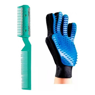 Kit Guante Saca Pelo Ajustable Silicona + Peine Cuchilla Kit Guante Saca Pelo Ajustable Silicona + Peine Cuchilla