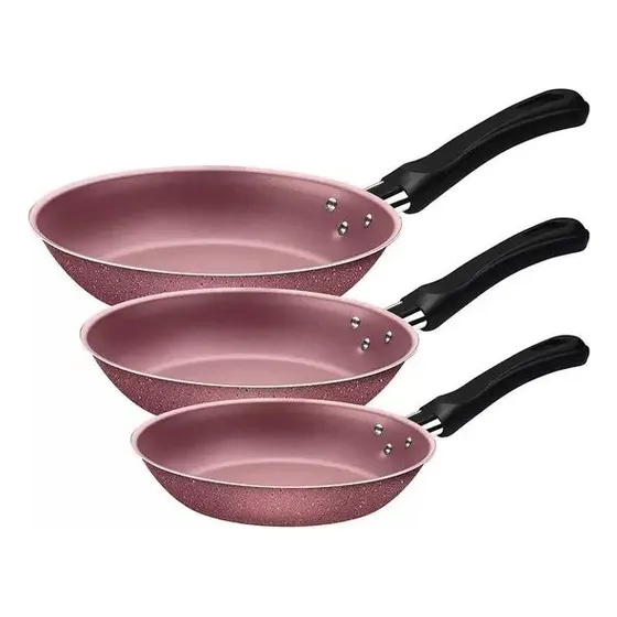 Juego Set de Sartenes Tramontina Linz 3 Piezas Teflon Antiadherente Color Rosa