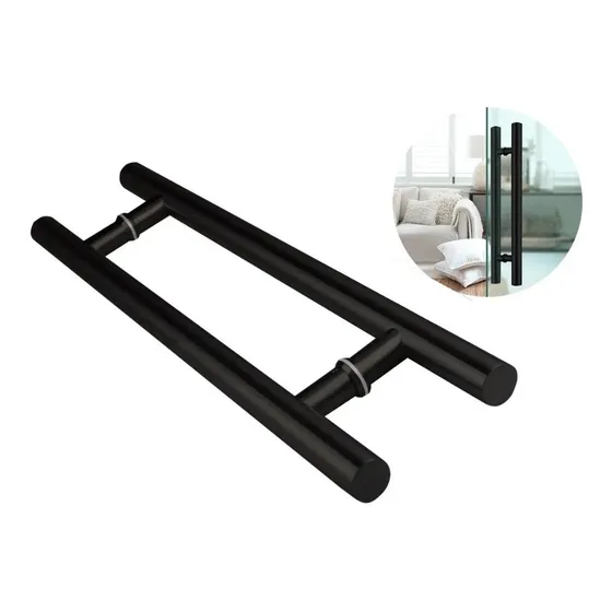 Manijón Barral Redondo Doble Acero Inox Negro 38 Mm X 300 Mm
