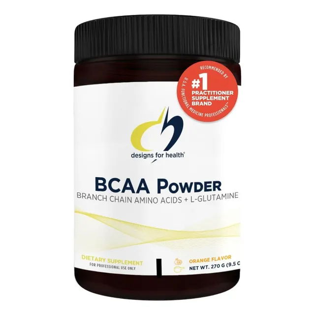 Bcaa Con L-glutamina En Polvo Designs For Health 270 Gr Naranja