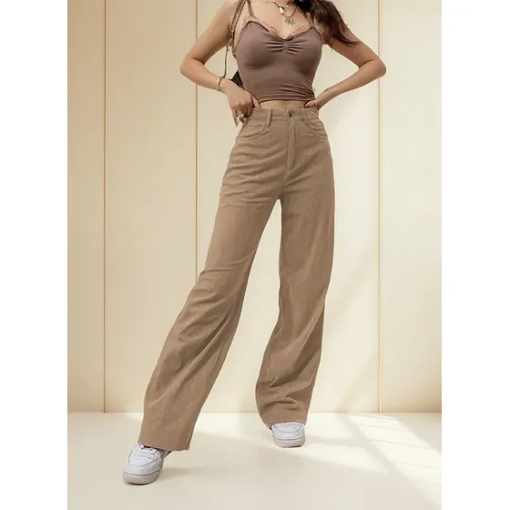Pantalones Casuales De Pana Para Mujer Pantalones Anchos