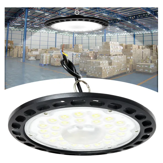 Lámpara Industrial Colgante Para 100w Ufo High Bay Estructura Negro