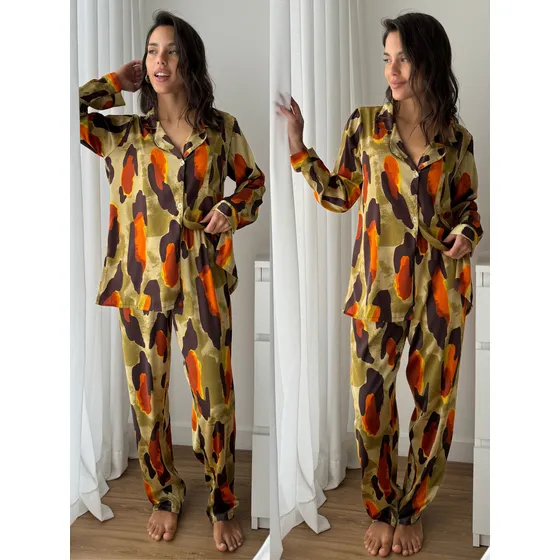 Pijama De Seda Camisero Mujer Invierno Estuche Para Regalo