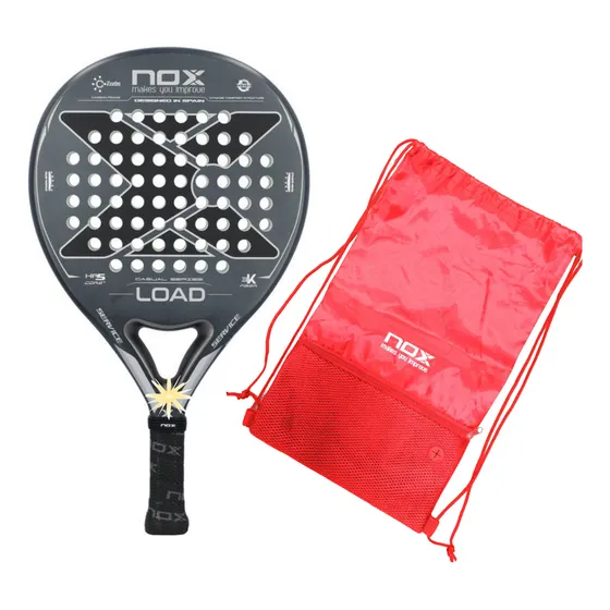 Paleta Padel Nox Load Arena Carbono Rugosa Control Con Funda Color Negro