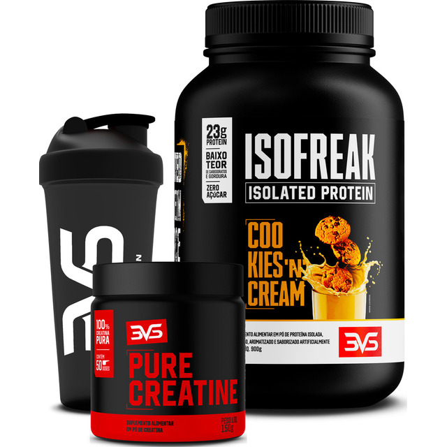 Whey Isolado Isofreak 900g - Sabor Cookies And Cream + Creatina 100% Pura + Coqueteleira 3... Whey Isolado Isofreak 900g - Sabor Cookies And Cream + Creatina 100% Pura + Coqueteleira 3...