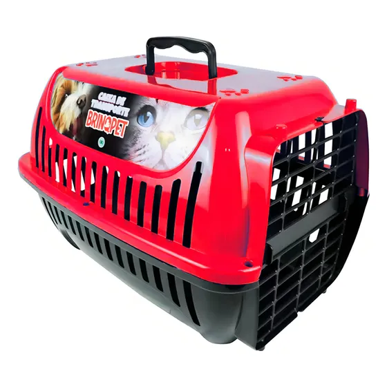 Caixa Transporte N2 Cães E Gatos Pequeno Porta Com 4 Travas Cor Vermelho