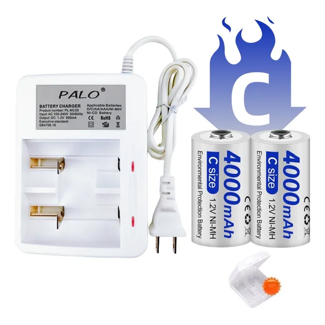 Cargador Y Pilas Recargables Para Pilas Tipo C Tipo D Palo
