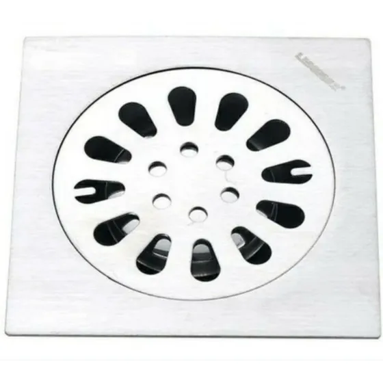 Rejilla Centro Piso Anti- Cucaracha Acero Inox Cromado 10x10