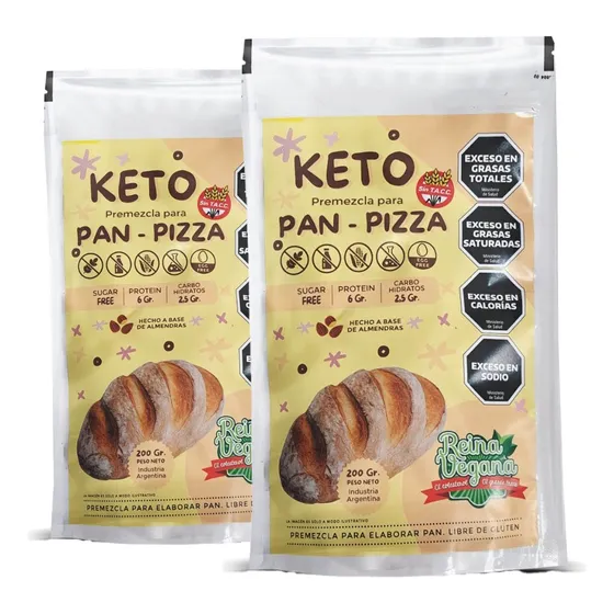 Premezcla Para Pan Pizza Reina Vegana Keto Sin Tacc 200g X2