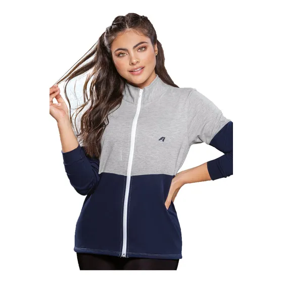 Chaqueta Adulto Gris Jaspe/azul Navy Mp 75726