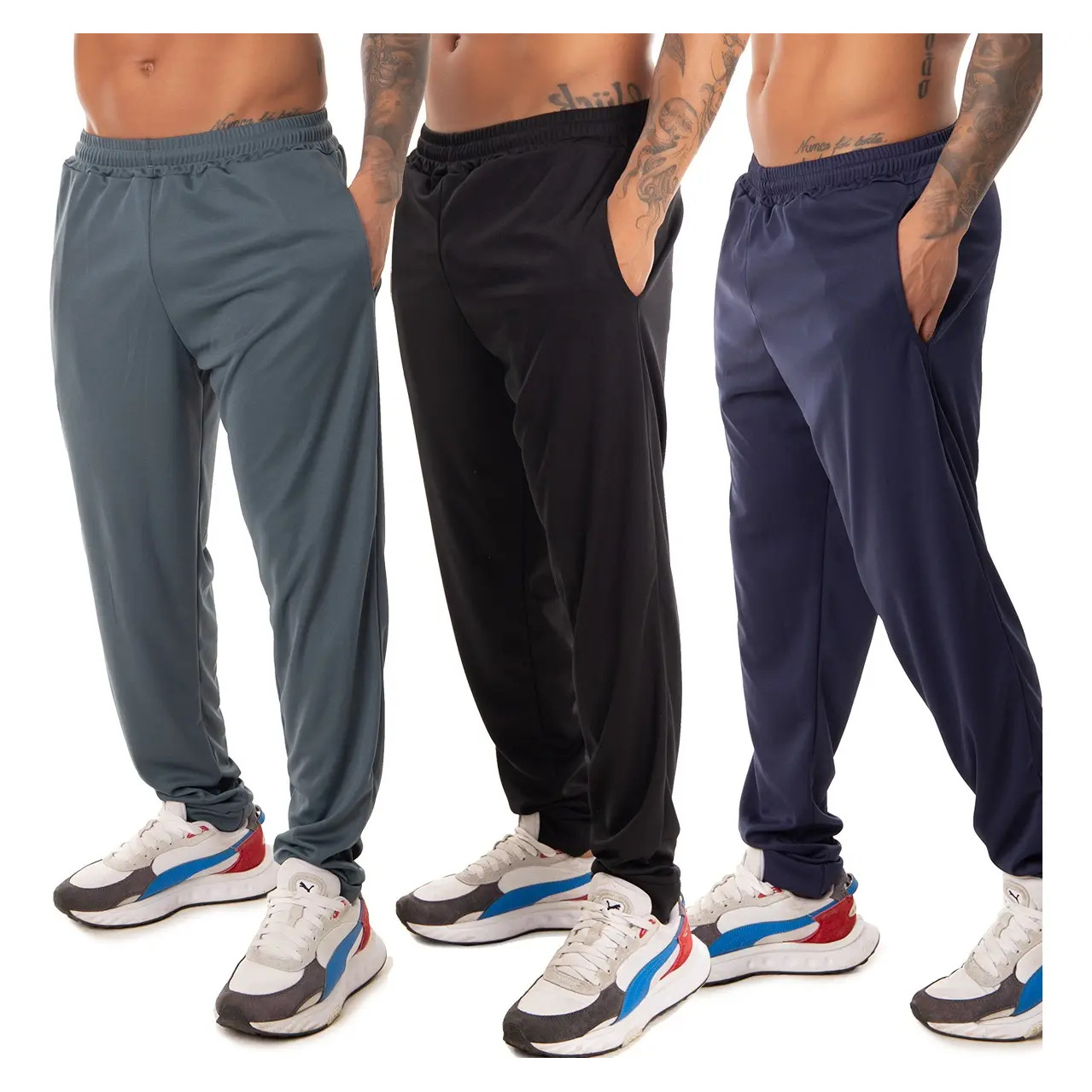 Kit 3 Calça Esportiva Elastano Academia Masculina Treino Kit 3 Calça Esportiva Elastano Academia Masculina Treino