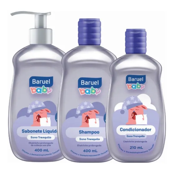 Kit C/3 Banho Sono Tranquilo Baruel Shampoo+cond+sabonete