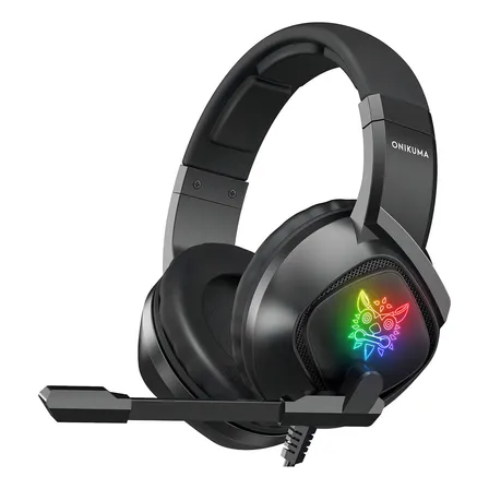 Auriculares Audifonos Gamer Onikuma K19 Headset Luz Rbg Multiplataform Color Negro Luz Rgb Compatible PC, Compatible Xbox, Consolas de video juegos. Excelente Experiencia Gamer