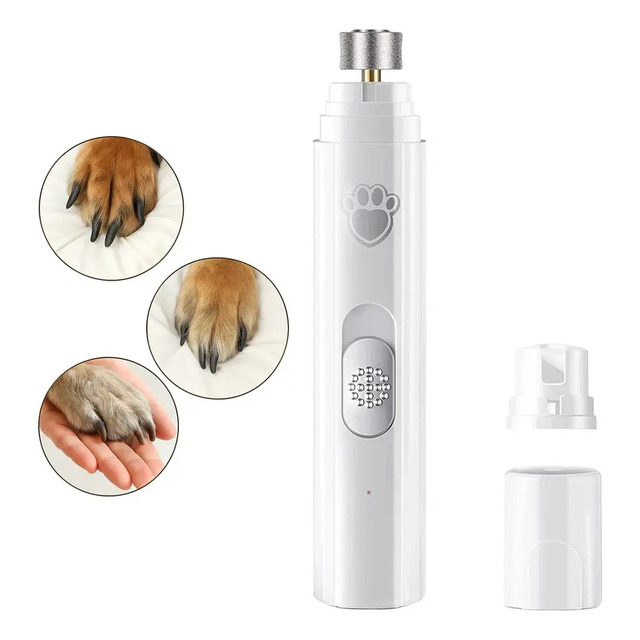 Lixador Elétrico De Unhas Para Pets 2 Velocidades Silencioso Branco Pequeno Médio E Grande