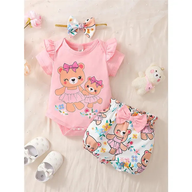 Set De Ropa De 3 Piezas Con Forma De Oso De Dibujos Animados