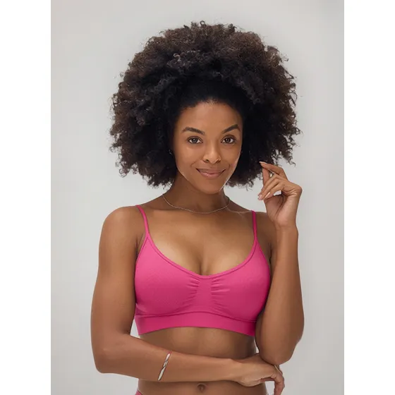 Sutiã Top Sem Costura C/ Bojo Removível Rosa Pink Zee Rucci