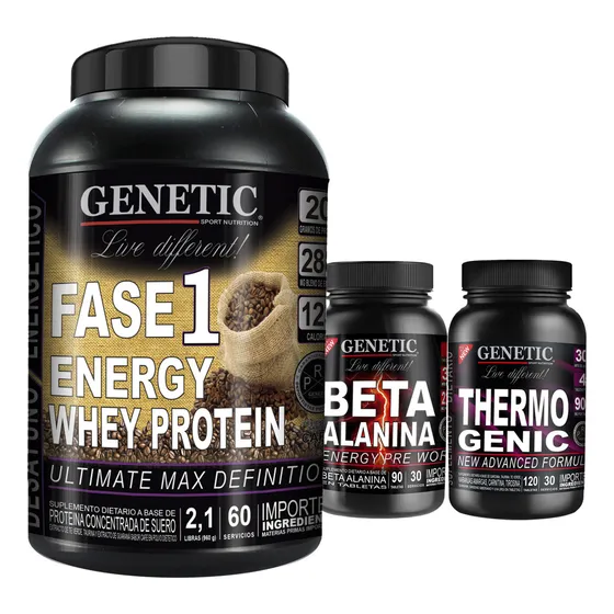 Masa Muscular Magra Fase 1 Beta Alanina Thermogenic Genetic Sabor Café