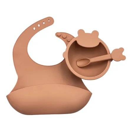 Set De Alimentación Bebe (babero - Plato - Cuchara) Silicona