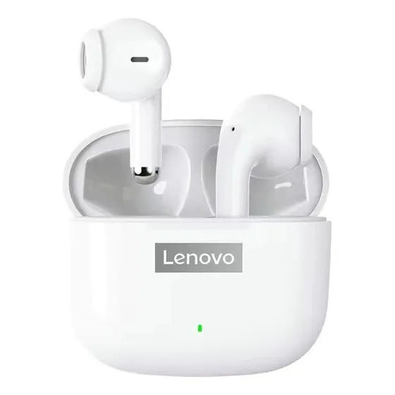 Auriculares in-ear gamer inalámbricos Lenovo LP40 Pro blanco con luz LED