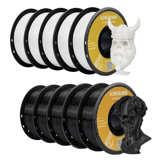 10kg Kingroon Petg Filamento Para Impresora 3d 1.75mm Petg Color 5 Kg Blanco Y 5 Kg Negro