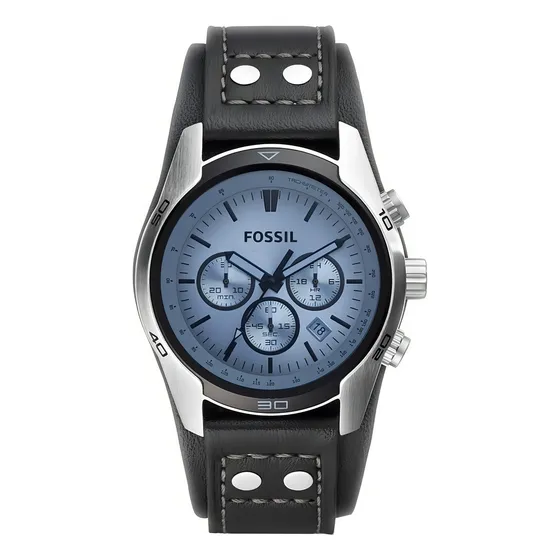 Reloj pulsera fossil Coachman con correa de cuero color negro